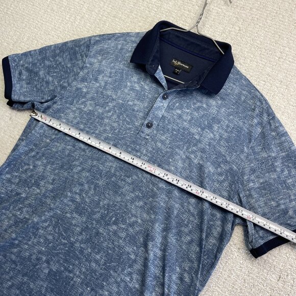 Lief Horsens Couture Men Polo Short Sleeves Shirt Sz L Blue Floral Tropical AOP - Picture 8 of 15